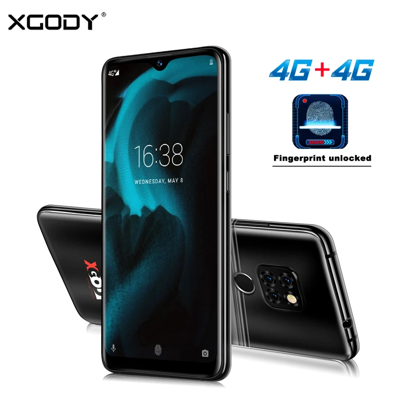 XGODY Dual 4G Sim мобильный телефон Android 9,0 6,2" 19:9 смартфон 2 Гб 16 Гб MTK6737 четырехъядерный 13,0 МП отпечаток пальца mate 20 мобильный телефон