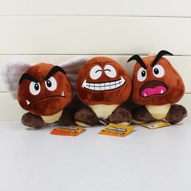 12 см Супер Марио Bros Goomba плюшевая игрушка улыбка изумленная с крылышками шапки Goomba мягкие куклы