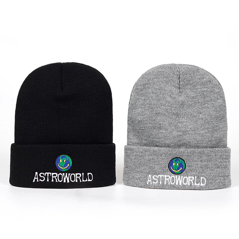 Новинка года. Вязаная шапка Travi$ Scott. Вязаная шапка ASTROWORLD. Теплая зимняя Лыжная шапка с вышивкой. Лыжная Шапка в стиле унисекс