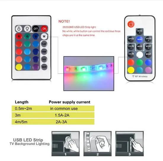 USB Светодиодная лента PC 5 В SMD 2835 RGB в без водонепроницаемого света 50 см 1 м 2 лампа