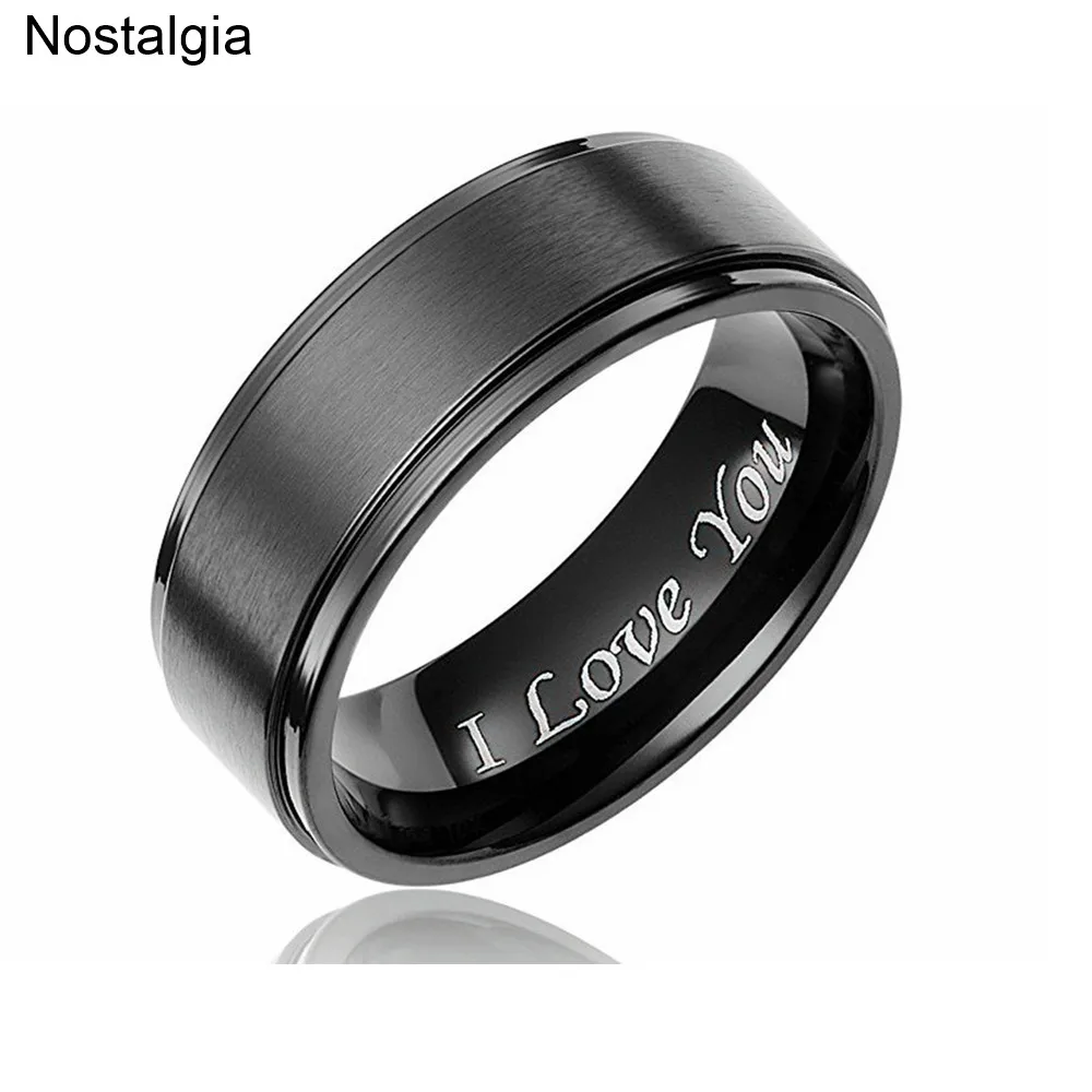 

Nostalgia I Love You Titanium Wedding Couple Engagement Promise Rings For Couples Stainless Steel Jewelry