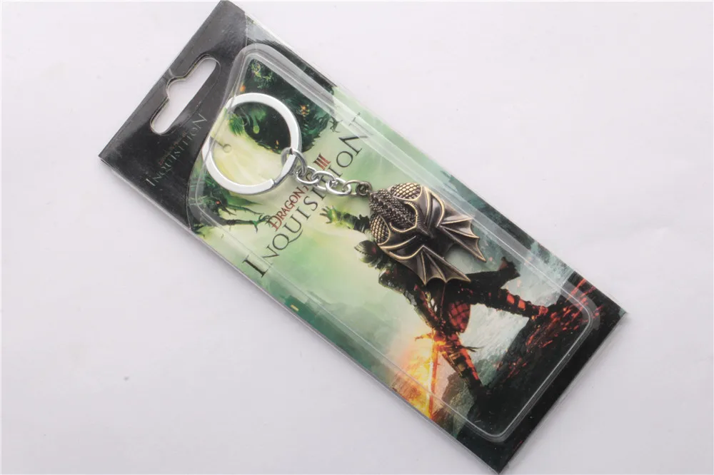 2015 Hot Online Games Dragon Age 3 Inquisition Alloy Mask Necklace tritium keychain Chaveiros llaveros for men |