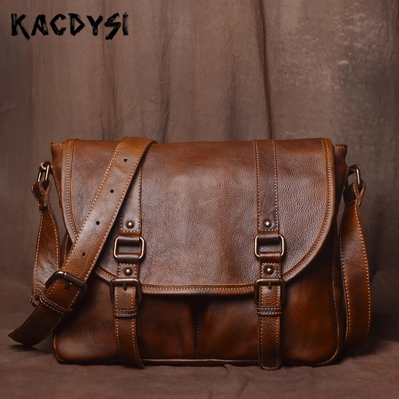 Дизайнерская мужская сумка мессенджер ручной работы в стиле ретро из