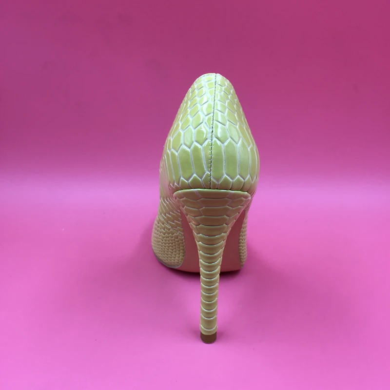 

Yellow Embossed Leather Pointed Toe Women Pumps Slip-on Pumps High Heels Stilettos Heels Shoes Women Size 15 OL Shoes Party
