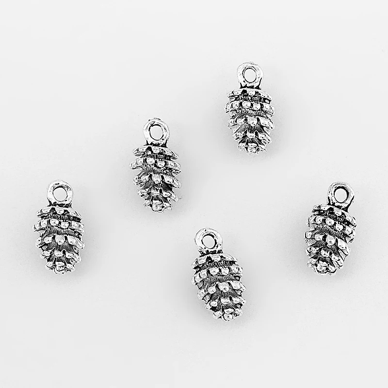 10 шт Серебряный сплав сосновые орехи шишки Pinecone Шарм кулон для ювелирных изделий
