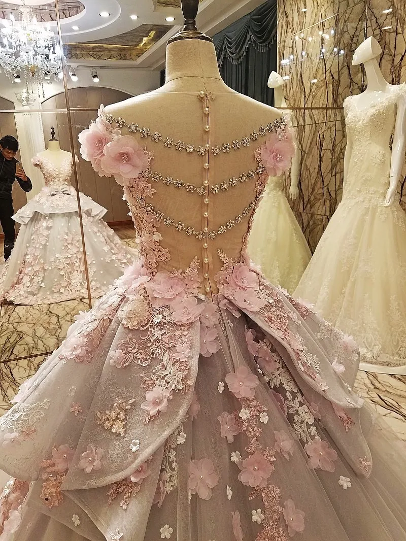 

2017 New arrival Color wedding dresses Amazing Real Photo Bridal Wedding gown Appliques Bridal dress