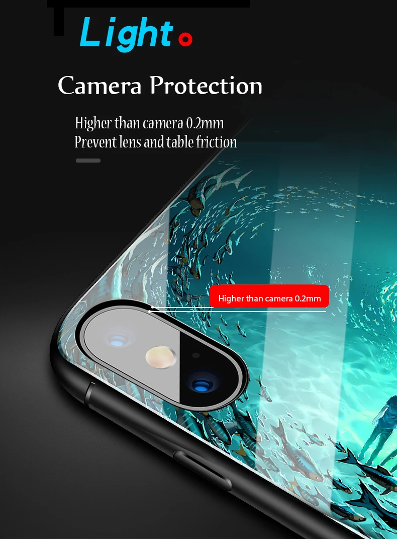 Светящийся чехол для телефона для iPhone XR XS Max X 8 7 6S 6 Plus 5 5S SE, чехол из закаленного стекла с узором в виде ночной моды, Задняя накладка чехла из ТПУ