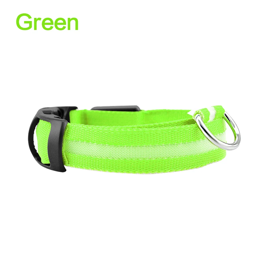 Green Светящиеся флуоресцентные ошейники безопасность домашних животных ночью ошейник мигающий светится в темноте для кошки собаки анти-потеря/избежать автомобильной аварии ошейник - Цвет: Green