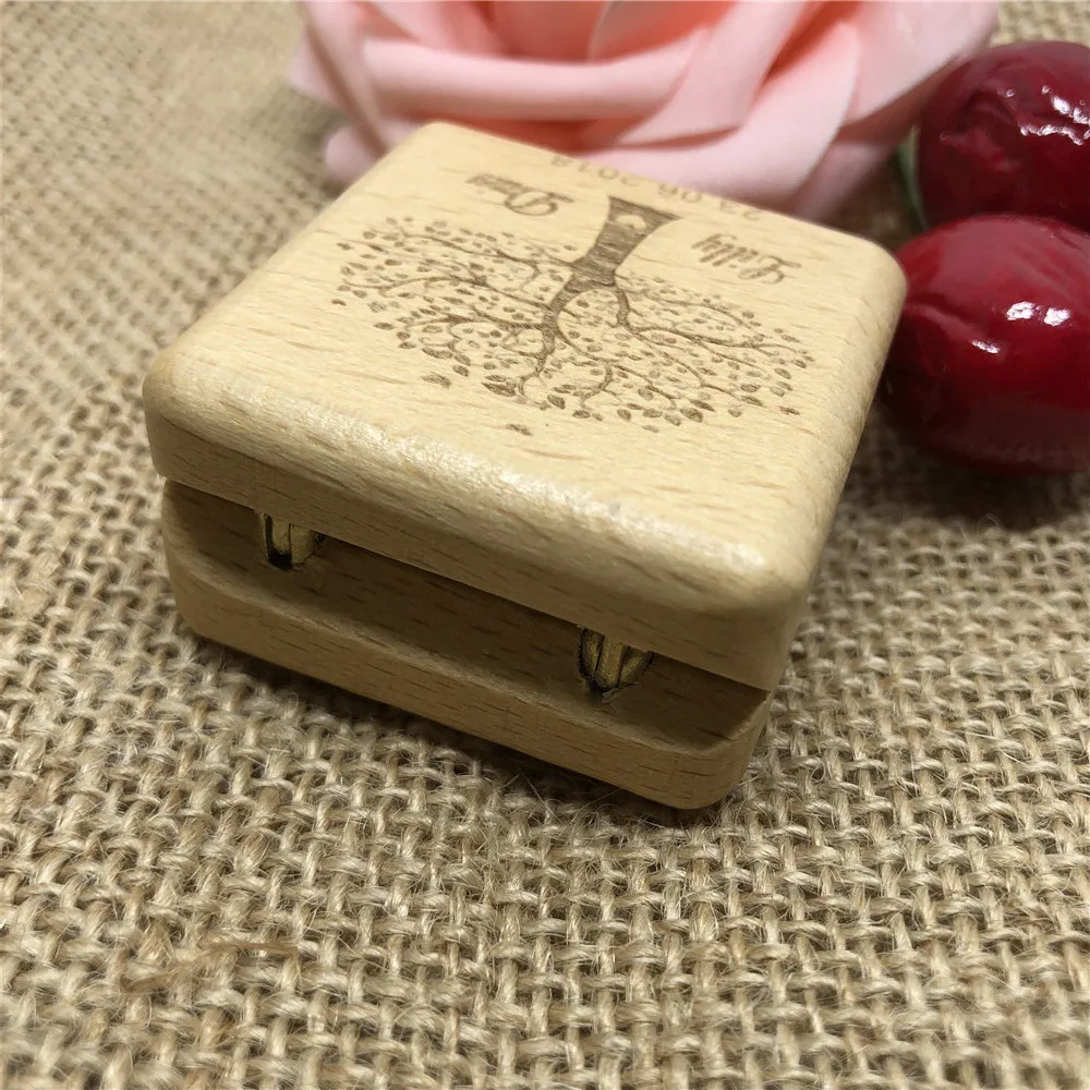 Индивидуальная коробка для обручальных колец индивидуальная деревянная