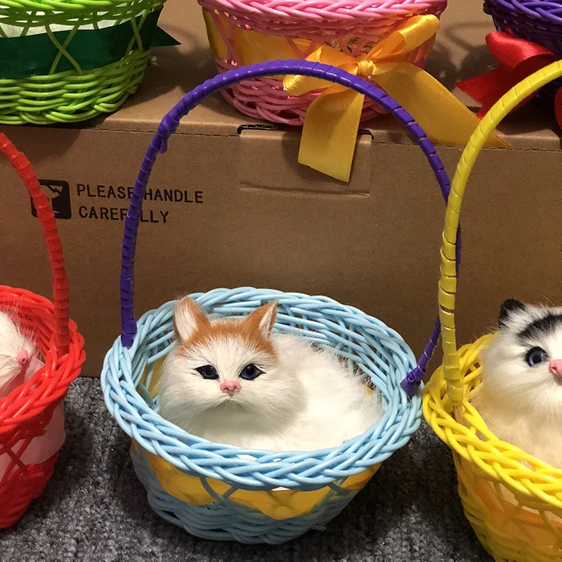 Имитация ручной корзины котенка маленькая кошка кролик лиса олень подарок на