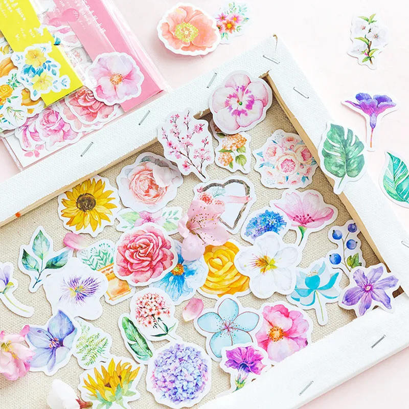45 шт./компл. наклейки с цветами DIY альбом бутылка кавайи наклейка чемодан домашний