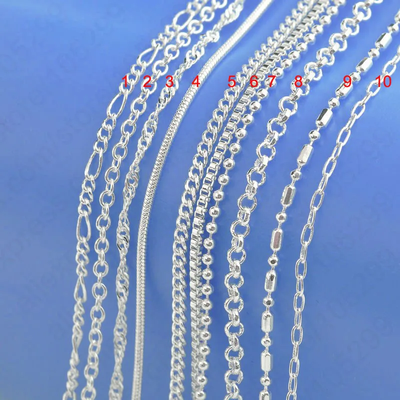

Women 10 Designs Option Nice 1PC Fine 925 Sterling Silver Necklace Chains With Good Grade Lobster Clasps Set 18 Inches