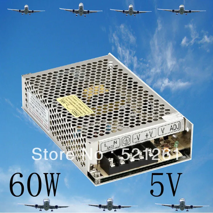 Мощность suply 60 Вт 5В 12А ac в dc Блок питания конвертер Высокое качество S-60-5 |