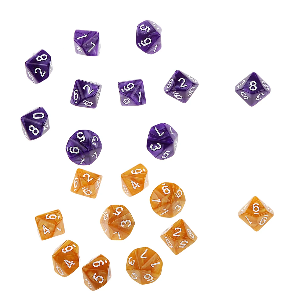 20pcs D & кубики для RPG Dungeons и Dragons настольные игры ролевых игр многогранные D6 D10 D12 D20