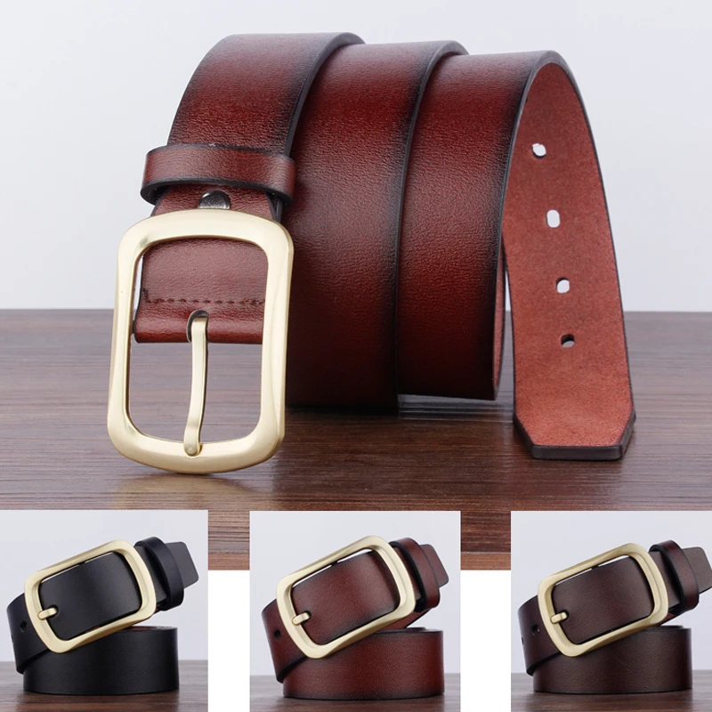 Мужские ремни с роскошной пряжкой Genune кожаный ремешок черный коричневый для