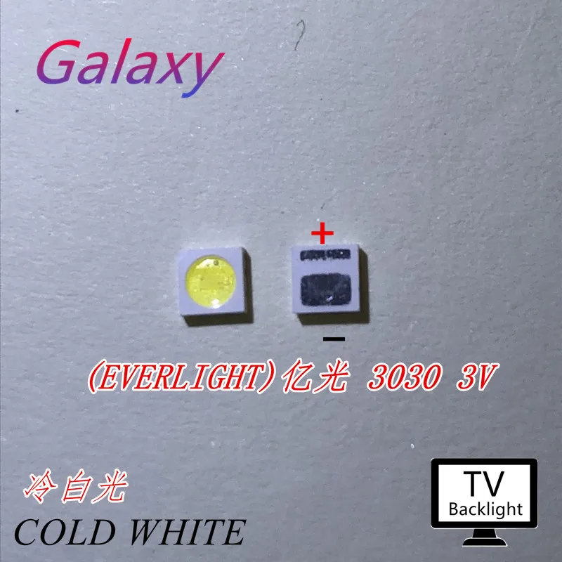 EVERLIGHT 200pcs Светодиодная подсветка 1W 3030 3V холодный белый 80-90LM TV App 62-113TUN2C/S5000-00F/TR8-T |