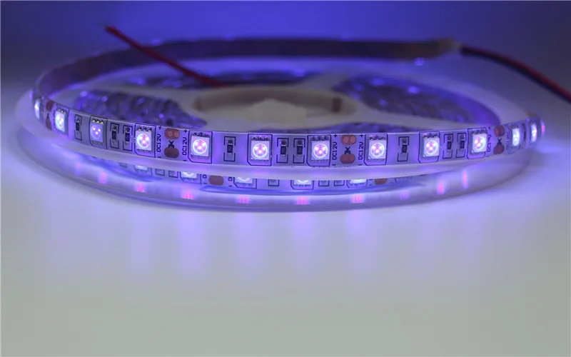 УФ светодиодный полосы света 5050 SMD 60 светодиодный s/m 395-405nm ультрафиолетовым излучением светодиодный Диодная лента фиолетовый гибкие светодиодные ленты лампы для DJ флуоресценции