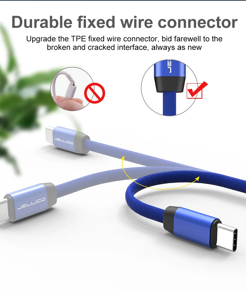 Jellico USB C кабель type C кабель для samsung Galaxy S9 S8 Note 8 usb type-C зарядный кабель для Xiaomi Mi5 Mi6 мобильный телефон USB-C