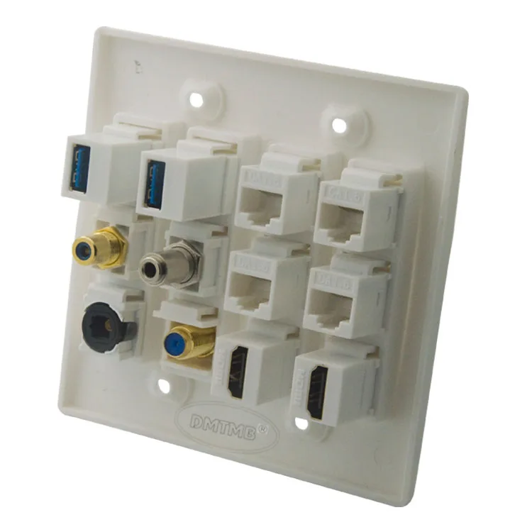 12 портов под заказ HDMI USB CAT6 RJ45 F головка Toslink RCA 3 5 аудио Настенная пластина|wall plate|audio