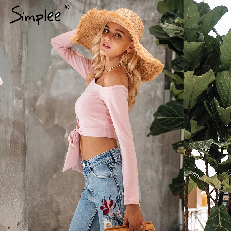 Женская белая рубашка Simplee с открытыми плечами привлекательная повседневная