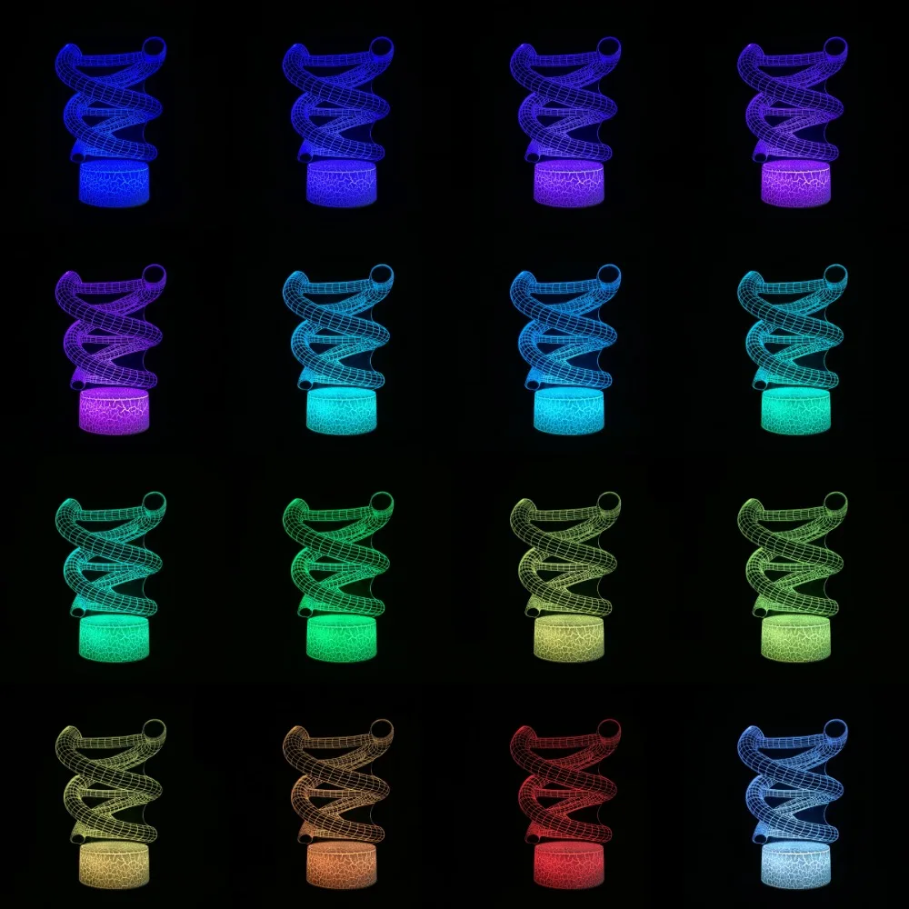 3d лампа DNA абстрактный светодиодный ночник многоцветный научный обучающий