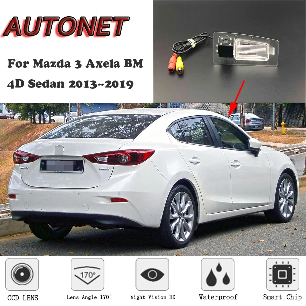 Камера заднего вида AUTONET HD с ночным видением для Mazda 3 Axela BM 4D Sedan 2013 ~ 2019 CCD/камера или