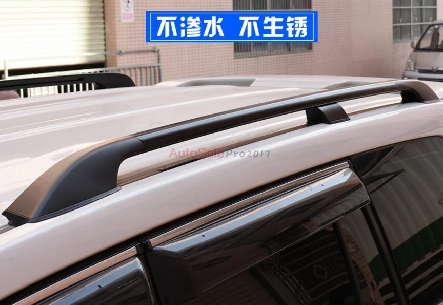 

Silver black For Toyota Land Cruiser LC200 2008 - 2016 Metal Black Top Roof Rack Rails Bars Carrier Bar 1set car accessories