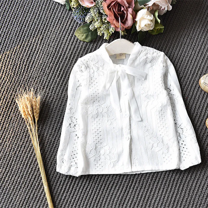 DFXD Chidren Girls Clothing Sets 2018 Spring Fashion White Long Sleeve Lace Bowknot Blouse+Fishtail Skirt 2pc Princess Outfits | Мать и
