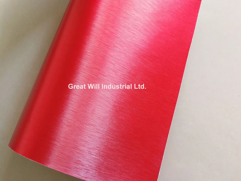 Красная матовая Хромовая виниловая пленка с воздушными пузырей очищено щеткой