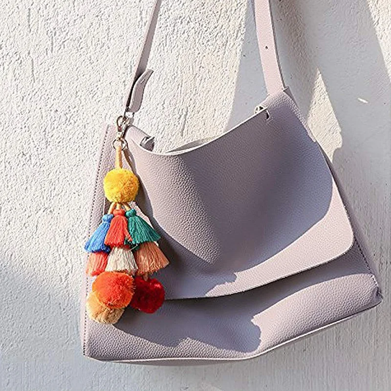 Ручная работа Бохо пом кисточкой сумка Шарм брелок брелок|Брелоки| |