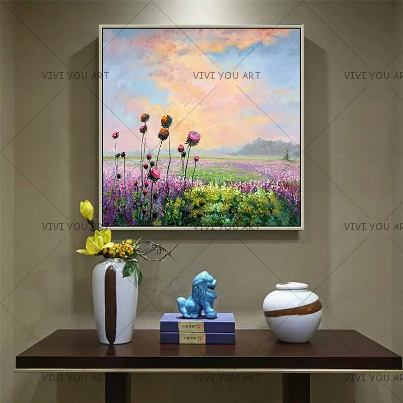 Картина маслом на холсте ручная работа абстрактный цвет цветы настенная