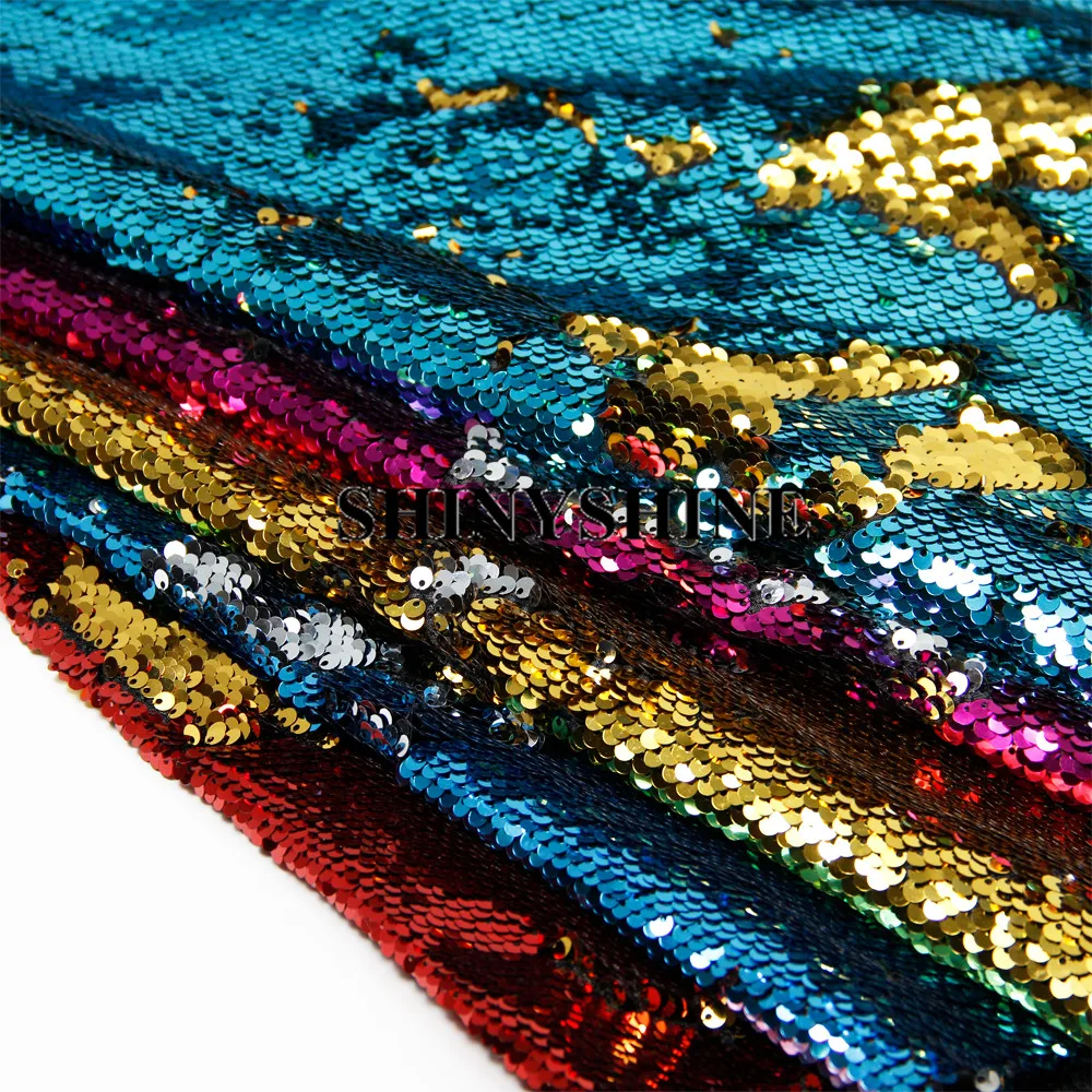 Серебристо белая 5 мм двусторонняя ткань с пайетками Русалочки сетчатая