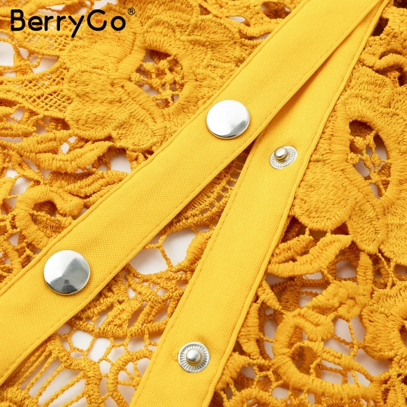 Женское кружевное платье BerryGo ажурное из двух частей на тонких бретельках