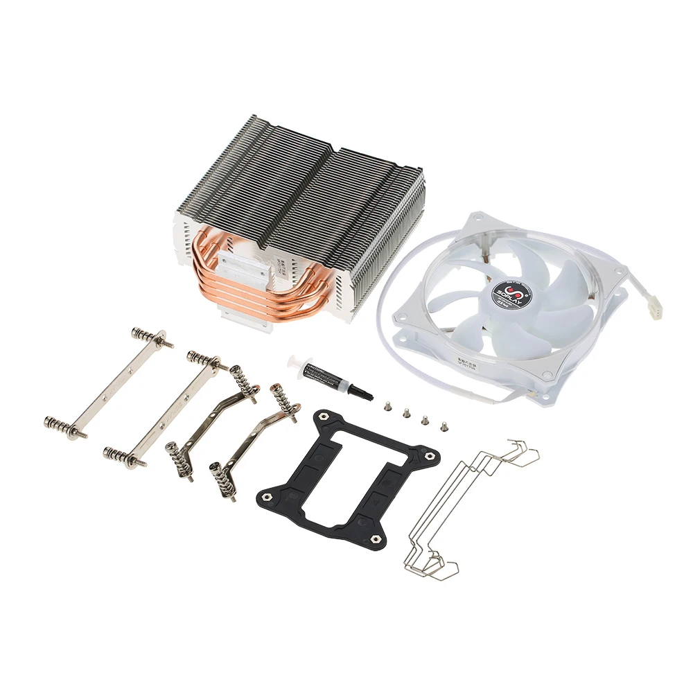 SOPLAY cpu Cooler 4 тепловые трубки 4pin 12 см белый светодиодный вентилятор ПК компьютер для Intel LGA 115X AMD все серии охлаждения процессора вентилятор радиатора