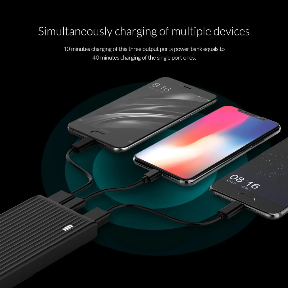 ORICO 10000 мАч универсальный внешний аккумулятор QC3.0 быстрая зарядка двухстороннее