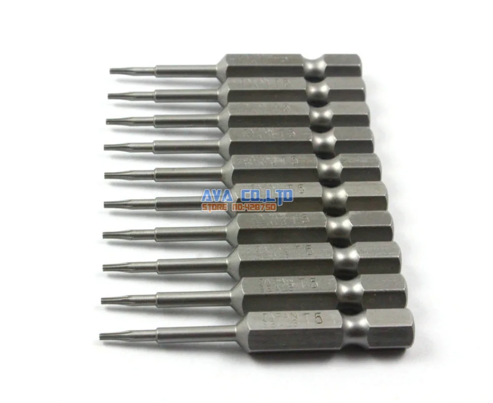 10 шт. Магнитная отвертка для Безопасности Torx S2 сталь 1/4 &quotшестигранный хвостовик