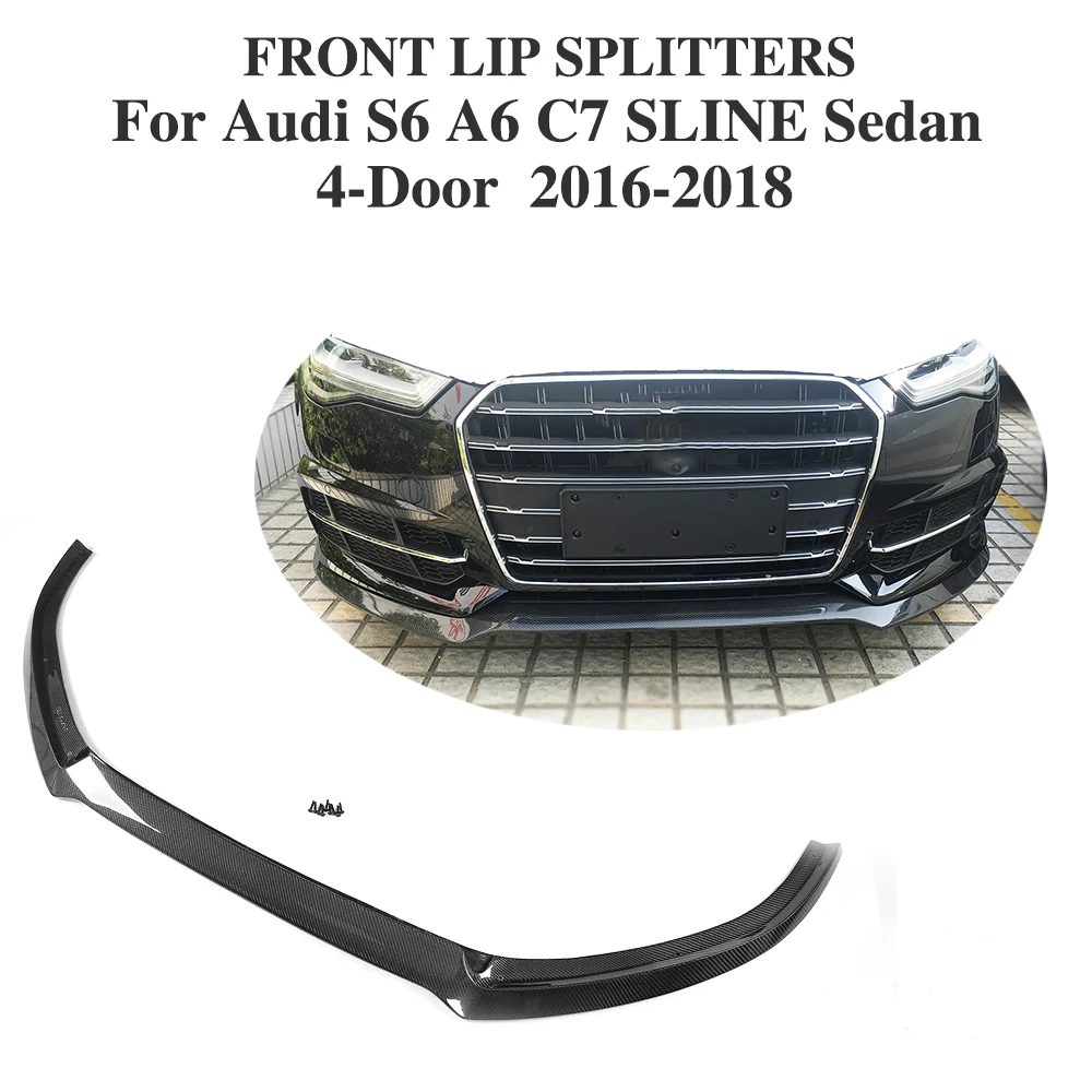 Carbon Fiber Car Racing Front Bumper Lip For Audi S6 A6 C7 SLINE Sedan 4 Door 2016-2018 Styling | Автомобили и мотоциклы