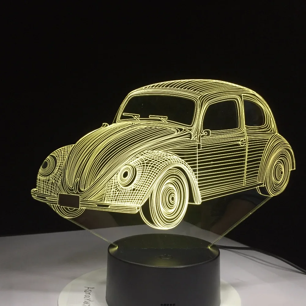 7 цветов визуальный автомобиль 1970 моделирующая лампа 3D светодиодный ночник