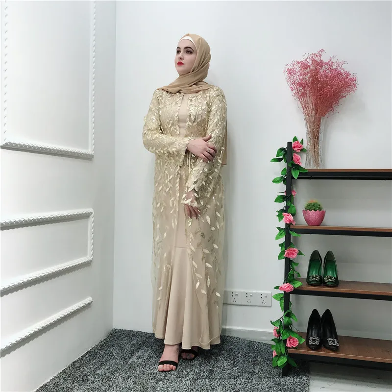 Рамадан открытая Abaya Дубай Турция ислам сетка кимоно кардиган мусульманский
