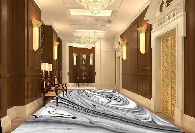 

[Self-Adhesive] 3D Black White Texture 4 Non-slip Waterproof Photo Self-Adhesive Floor Mural Sticker WallPaper Mural Print Decal