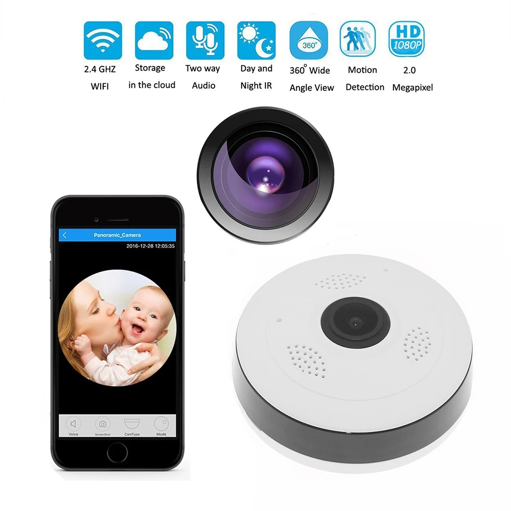 IP камера беспроводная с поддержкой Wi Fi 360 градусов 2 0 МП 1080P|camera wireless wifi|ip cameraip camera |