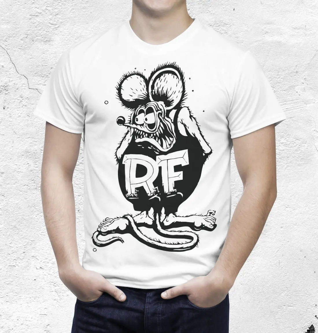 Футболка Rat Fink Летняя мужская модная футболка с рисунком драгстера удобная