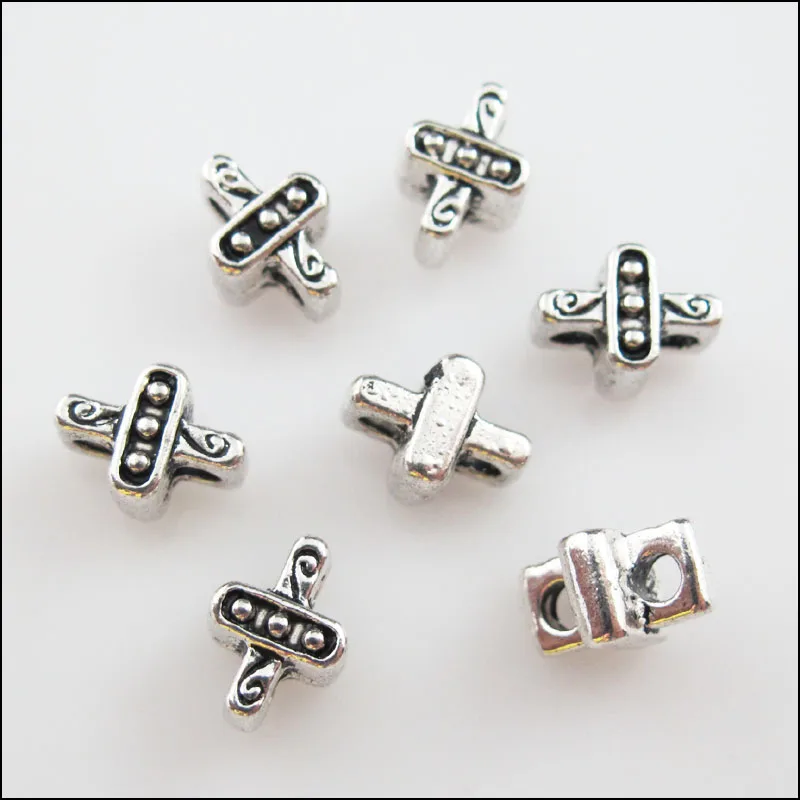 Новый 35 шт тибетские серебряные 2 отверстие крест панель распорной детали бусины