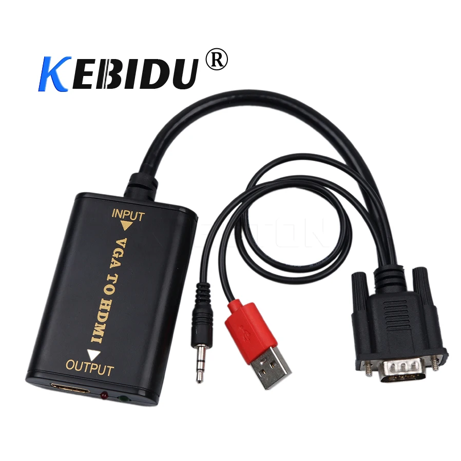 

HD 1080P VGA Male to HDMI-compatible Female Converter Adapter with Audio VGA2 TV AV to HDTV Video Cable Converter Adapter