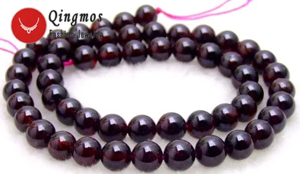 Qingmos Brown Beads for Jewelry Making with 3-4mm Round High Quality Natural Garnet Stone Loose Strand 15&quot-los202 | Украшения и