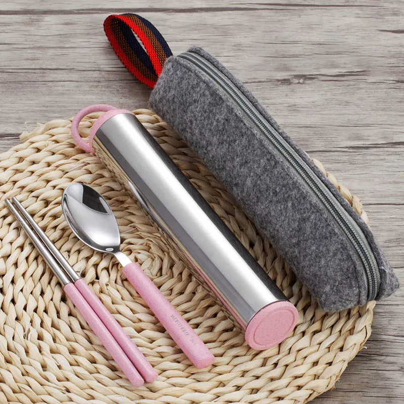 4Pcs Pink ONEUP 4 шт./компл. посуда Нержавеющая сталь, столовая ложка, вилка, палочки дозирующая детская ложка для располагаться лагерем перемещения Обеденный Сервиз западные столовые приборы Кухня Еда посуда - Цвет: 4Pcs Pink
