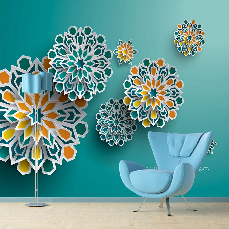

Custom any size 3D wall mural wallpapers Modern fashion Geometric floral pattern 3D Perspective Wall Sticker YBZ124