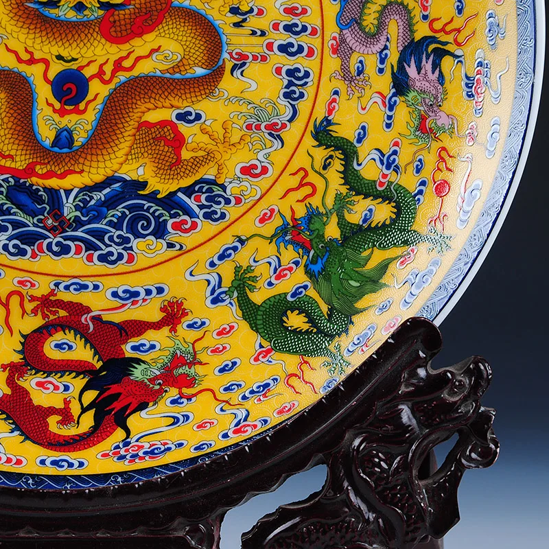 Фарфоровая декоративная керамическая тарелка Fengshui Древние китайские Девять