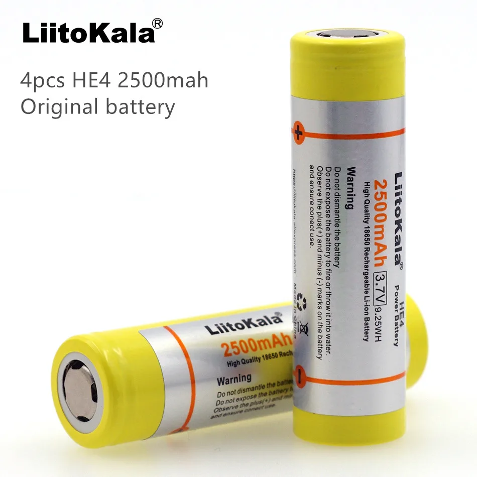 2019 Liitokala 100% оригинальный 18650 3 7 в 2500 мАч HE4 перезаряжаемая батарея Макс 20A 35A разряд