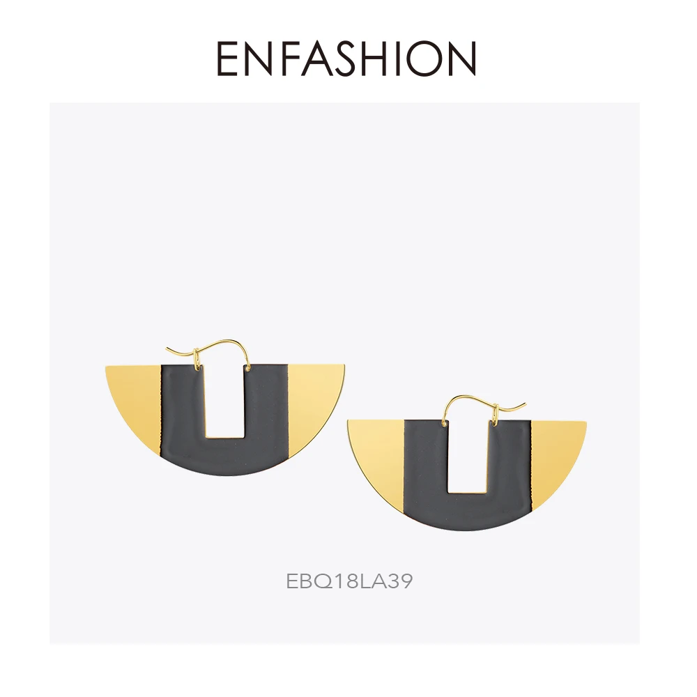 Enfashion, лаковые, художественные сережки, ручная роспись, Висячие серьги для женщин, большие, полукруглые, Эффектные серьги, букле d'oreille femme EBQ18 - Окраска металла: EBQ18LA39